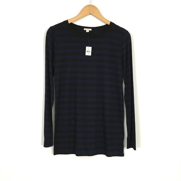 NEW! GAP Black Navy Fluid Lightweight Stripe L/S Design & Crafted Tee - XS - Picture 2 of 5